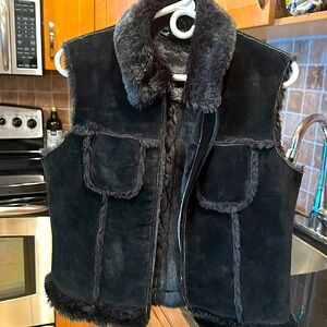 Shearling vest hip length